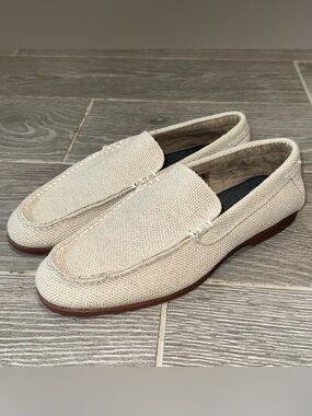 Robert Wayne Tf Kit Men's 9D Beige Canvas Woven Slip On Casual Moc Toe Loafers